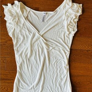 Mixage Women's Cream Ruffle Sleeve Top